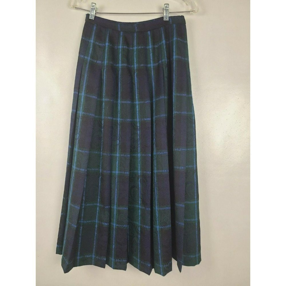 Pendleton Blue Green Plaid Wool Academia Maxi Skirt Size 6
